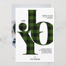 Convites Joy Typografia Xadrez Verde Buffalo Feriado