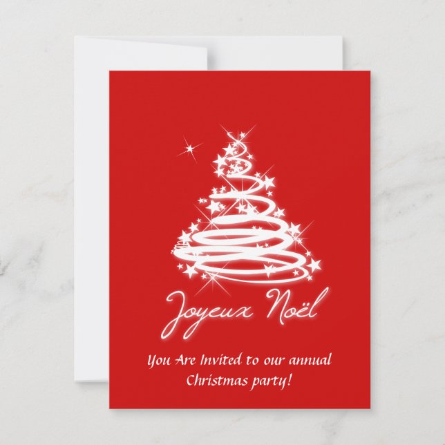 Convites Joyeux Noël com árvore de Natal (Frente)