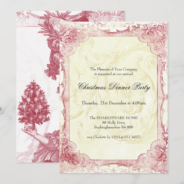 Convites Joyeux Noel rouge Festivo (Frente/Verso)