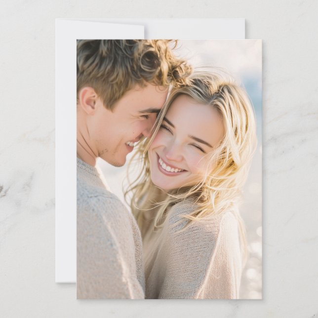 Convites Joyful Beige Candid Photo (Frente)
