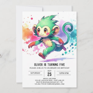 Convites Joyful Bohemian Monkey Birthday