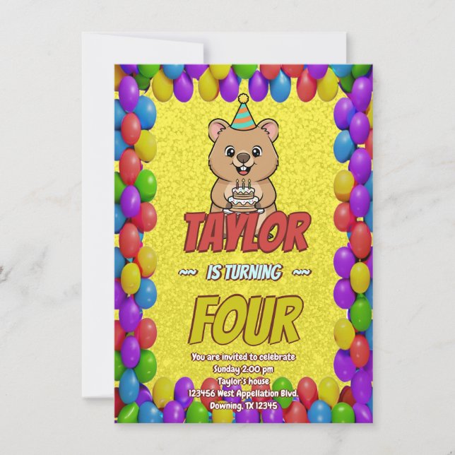 Convites Joyful Capybara Birthday Invite (Frente)