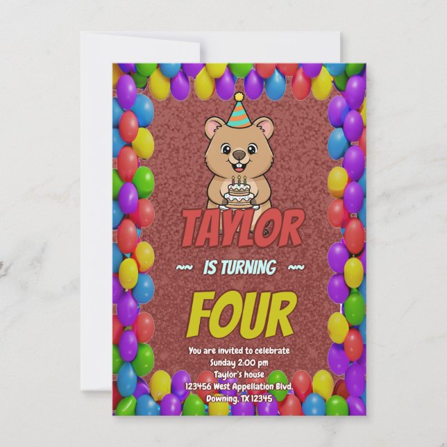 Convites Joyful Capybara Birthday Invite (Frente)