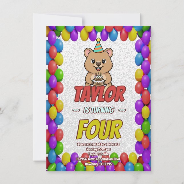 Convites Joyful Capybara Birthday Invite (Frente)