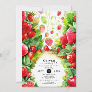 Convites Joyful Colorful Boho Strawberry Birthday