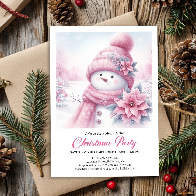 Convites Joyful Coquette Snowman Editable Christmas Invite  (Joyful Coquette Snowman Editable Christmas Invite Download)