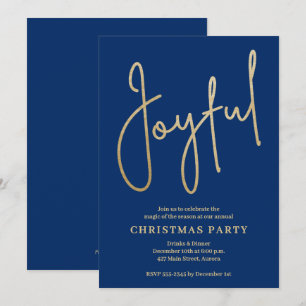Convites JOYFUL Dourado Falso em Azul Festa de Natal