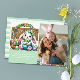 Convites "Joyful Easter! Cute Rabbit and Family Photo"