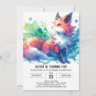 Convites Joyful Elegant Fox Birthday