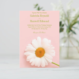 Convites Joyful Elegant Nature White Daisy Weding