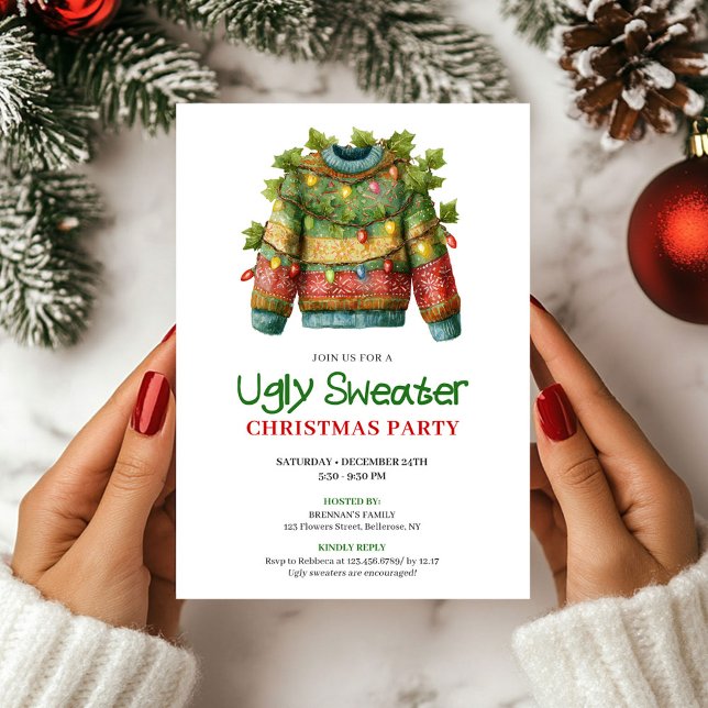Convites Joyful Funny Ugly Sweater Christmas Invite (Joyful Funny Ugly Sweater Christmas Invite)