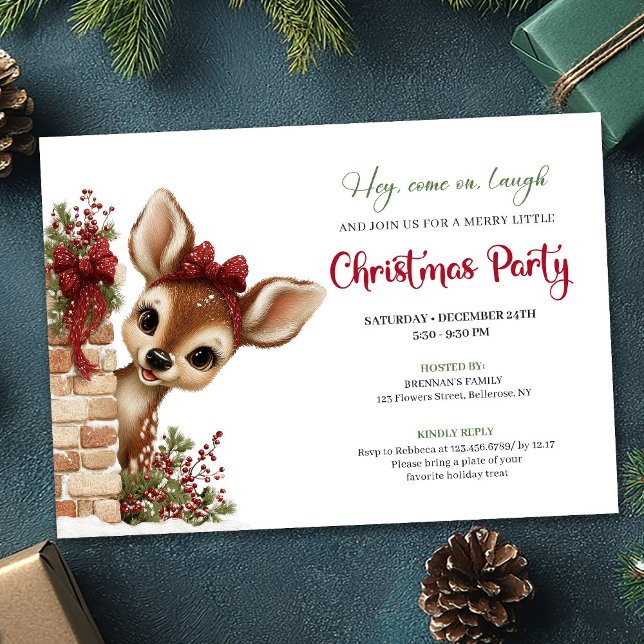 Convites Joyful peeking reindeer instant download invite (Joyful peeking reindeer instant download invite)