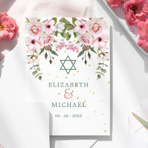 Convites Judeu de Folhagem Floral de Chuppah