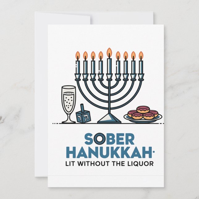 Convites Judeu Sobrio Lit do Hanukkah Sem o Licor Judaico  (Frente)