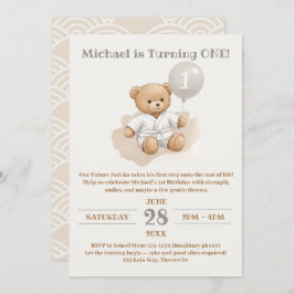 Convites "Judo Bear’s First Belt" – 1st Birthday White Belt