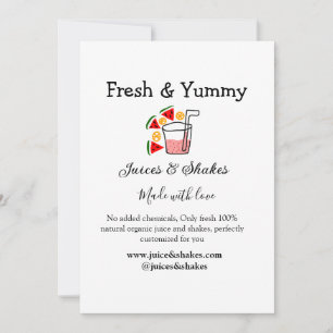 Convites Juices e shakes website de negócios de restaurante
