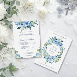 Convites Juliette Dusty Blue Floral Casamento Católico