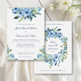 Convites Juliette Dusty Blue Floral Casamento Cristão