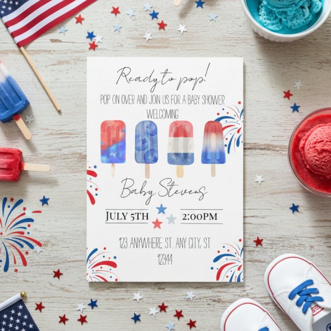 Convites July baby shower invitation (Criador carregado)