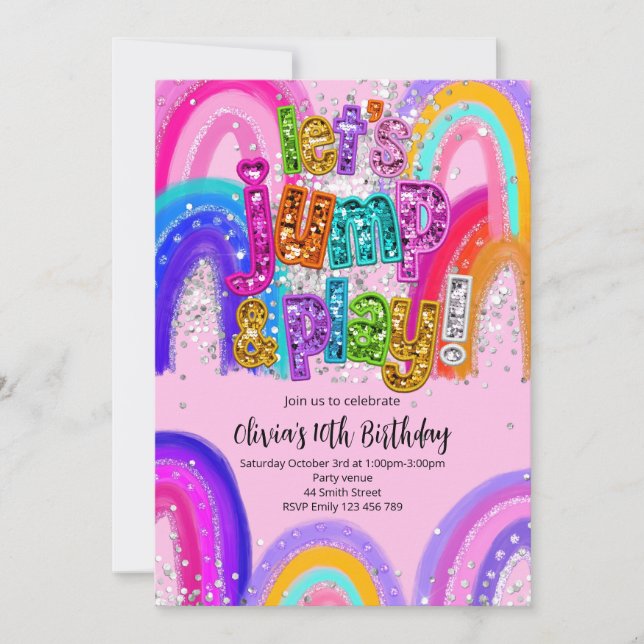 Convites Jump and Play Party Birthday Any Age Invitation (Frente)