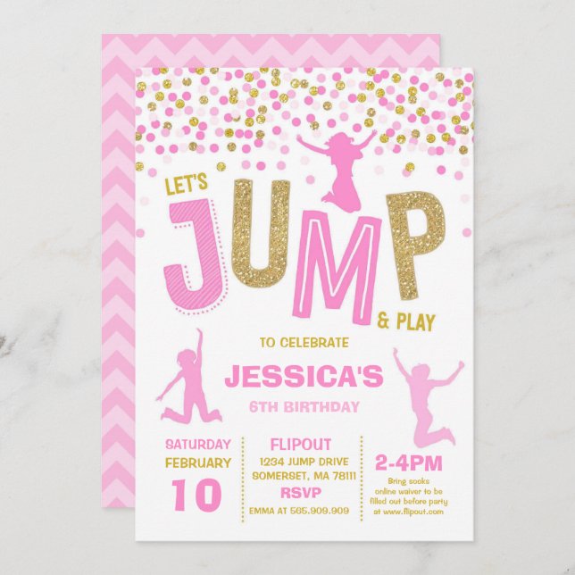 Convites Jump Birthday Invest Jump Trampoline Party (Frente/Verso)