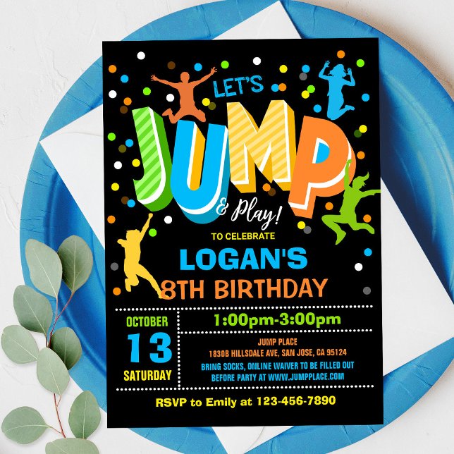 Convites Jump Birthday Invest Jump Trampoline Party (Criador carregado)