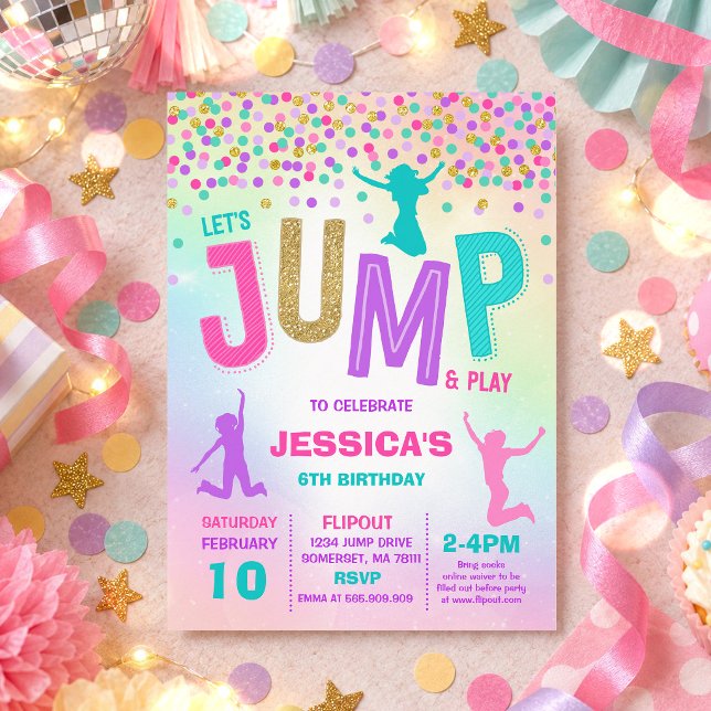 Convites Jump Birthday Invest Jump Trampoline Party (Criador carregado)