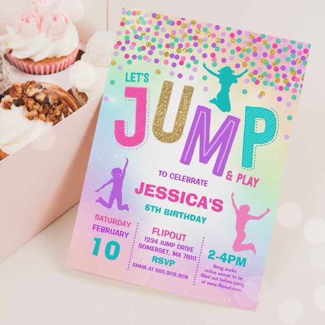 Convites Jump Birthday Invest Jump Trampoline Party (Criador carregado)