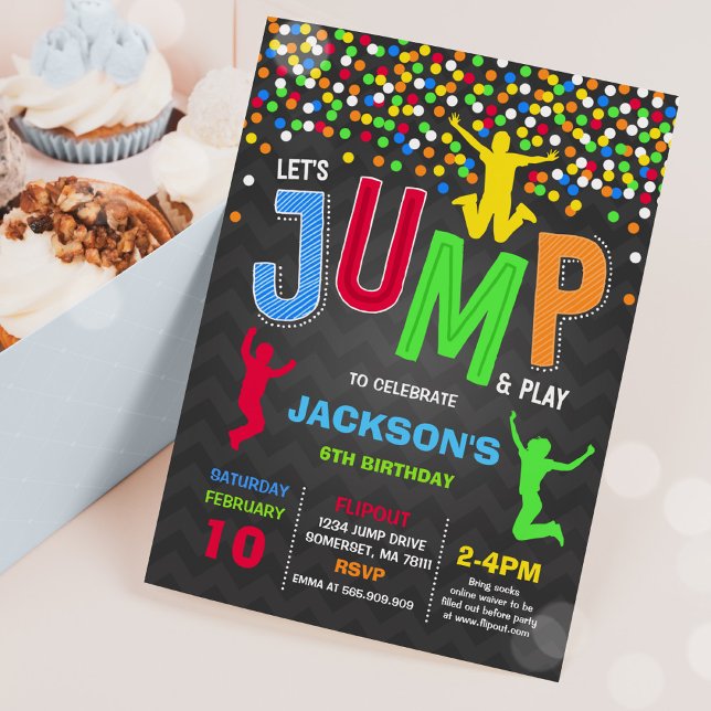 Convites Jump Birthday Invest Jump Trampoline Party (Criador carregado)