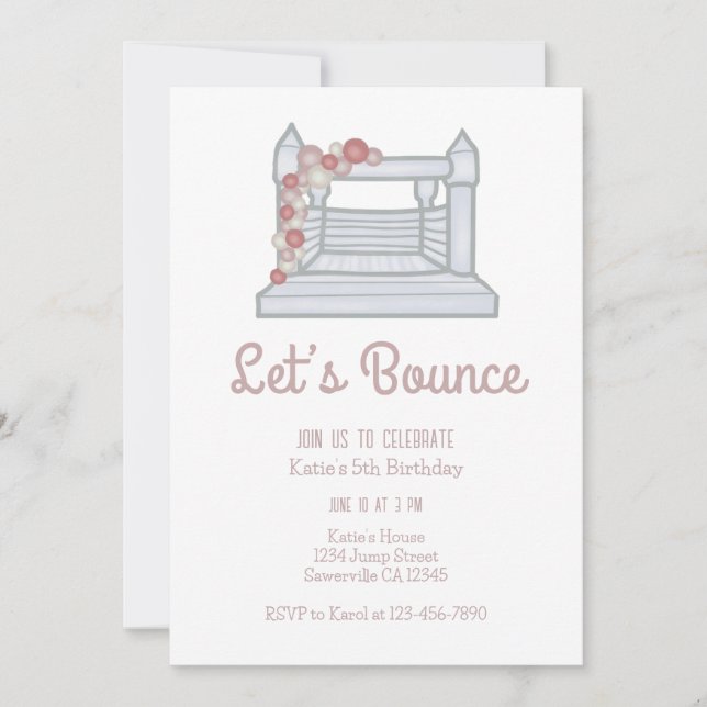 Convites Jump Bunt House Girls Birthday (Frente)