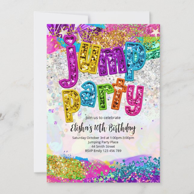 Convites Jump Party Birthday Any Age Party Invitation (Frente)