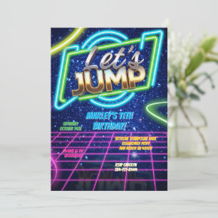 Convites Jump Party Bounce Neon Trampoline Park