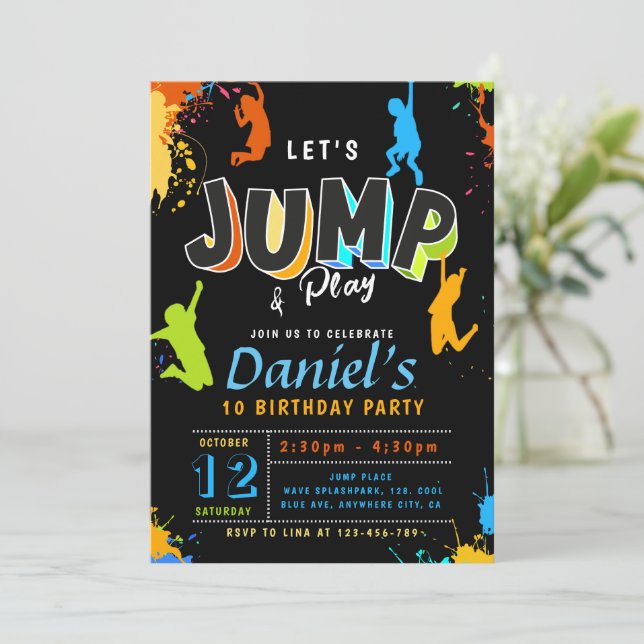 Convites Jump Party Vamos Jump Boy Birthday (Em pé/Frente)