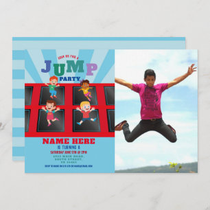 Convites Jump Trampoline Birthday Blue Boys Foto