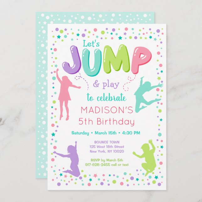 Convites Jump Trampoline Bunt Party Birday (Frente/Verso)