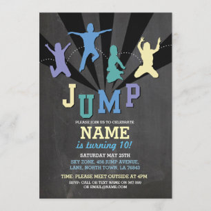 Convites Jump Trampoline Festa de aniversário Blue Boys Con