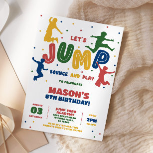 Convites Jump Trampoline Park Festa de aniversário Boys