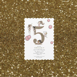 Convites Jump & Tumble Gymnastics White 5th Birthday Party