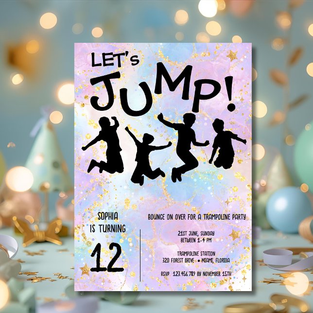 Convites Jumping kids trampoline birthday (Criador carregado)