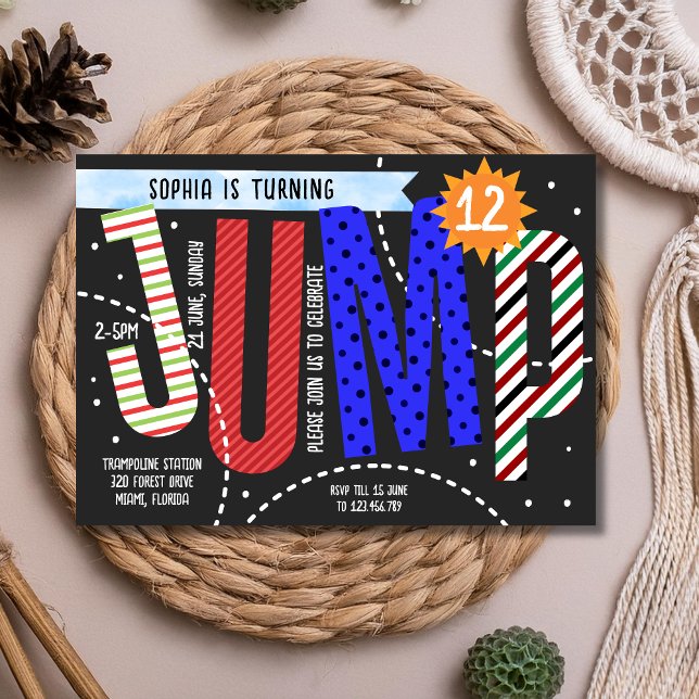 Convites Jumping kids trampoline birthday (Criador carregado)