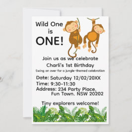 Convites Jungle 1st Birthday Invitation | Wild One First 