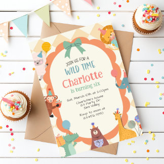 Convites Jungle Animal Birthday Invite | Cute Safari Animal