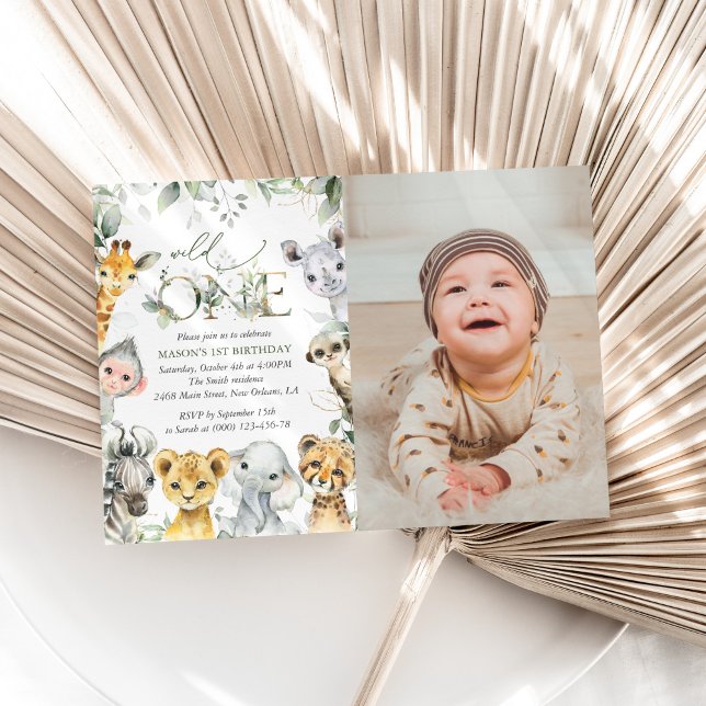 Convites Jungle Animals, Safari, Wild One, First Birthday (Criador carregado)