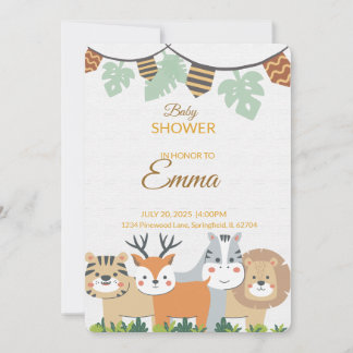 Convites Jungle Baby Shower Invitation – Safari Animal Them