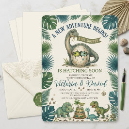 Convites Jungle Dinosaur Hatching Soon Baby Shower Invitati