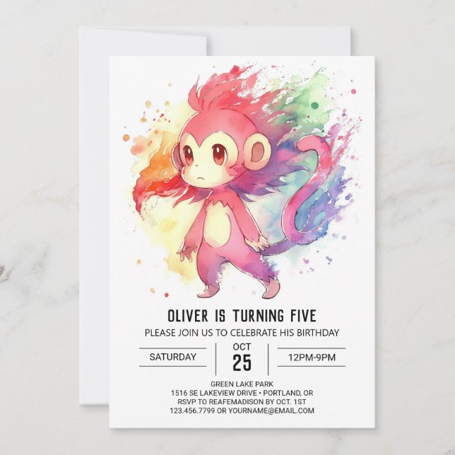 Convites Jungle Editable Monkey Birthday (Frente)