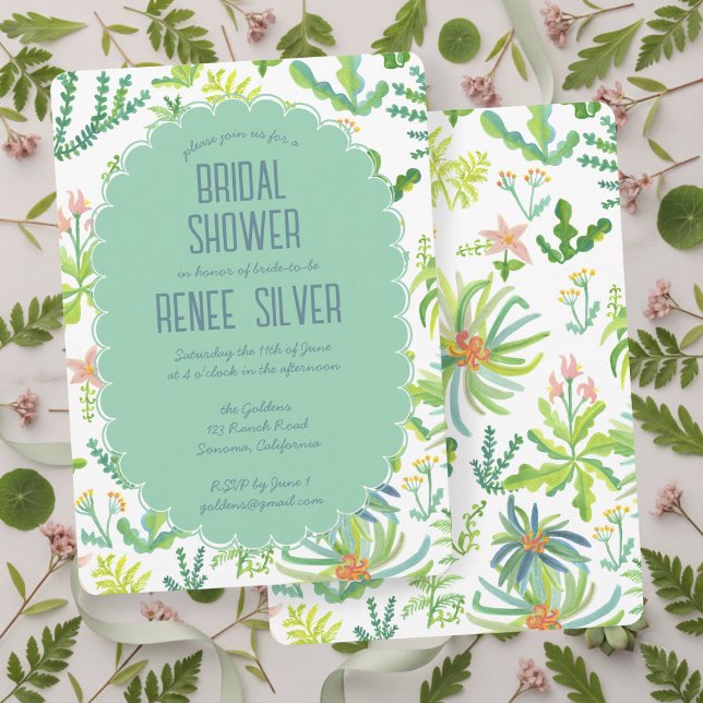 Convites Jungle Garden Watercolor Custom BRIDAL SHOWER (Jungle Garden Watercolor Hand-painted Custom BRIDAL SHOWER Invitation
)