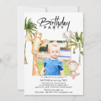 *~* Jungle Giraffe 2 DOIS AR21 Foto Aniversário