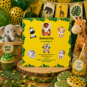 Convites Jungle Safari 1º Aniversário Tema de Animais Fofos
