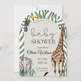 Convites Jungle Safari Animals Baby Shower Invitation 